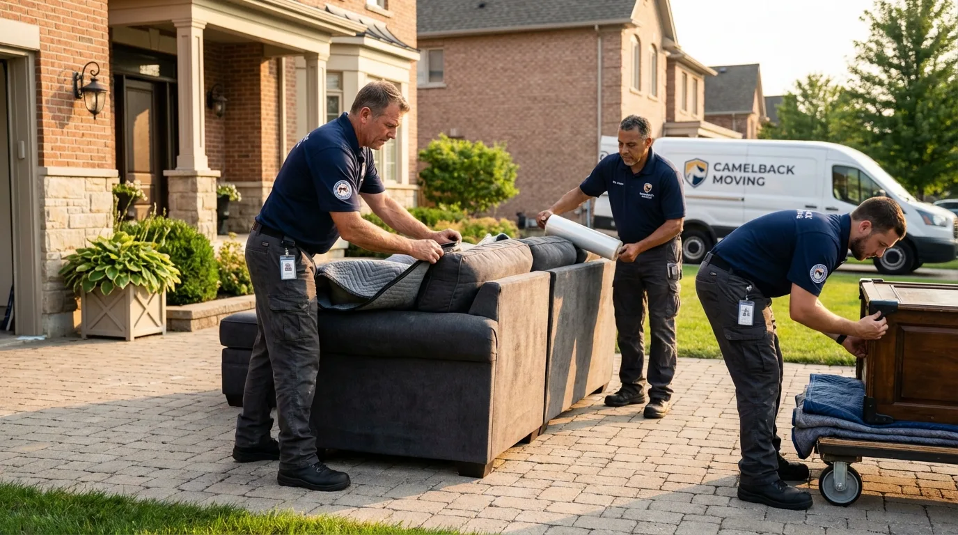Large estate moving crew wrapping furniture in Windsor, VA